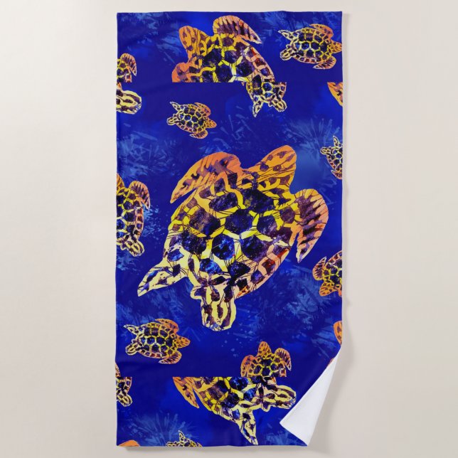 Serviette De Plage Tortues marines Batik Art Africain (Devant)