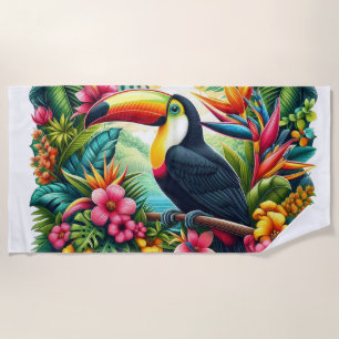 Serviette De Plage Toucan tropical/jungle oiseau