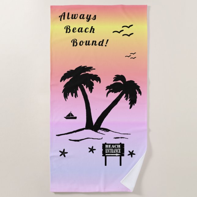 Serviette De Plage Toujours Plage Bord Rose Été (Devant)
