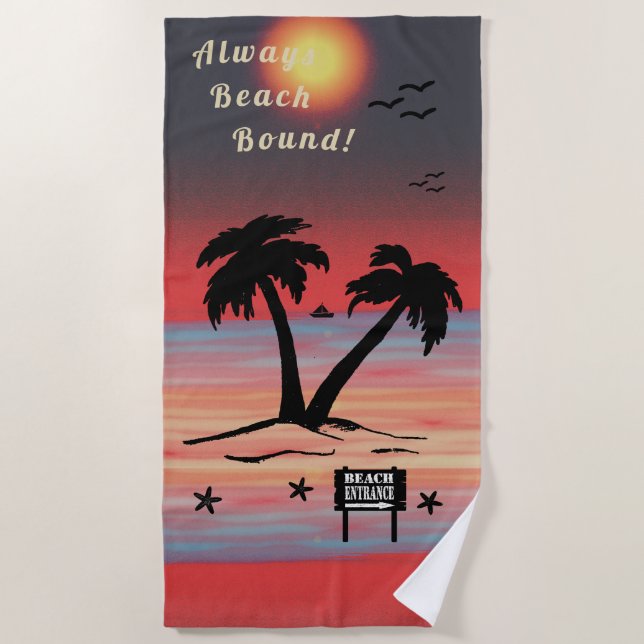 Serviette De Plage Toujours Plage Rouge pourpre (Devant)