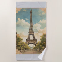 Tour Eiffel Paris Voyage Style Rétro Art Vintage