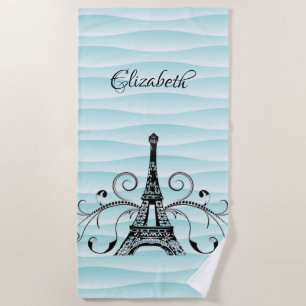 Serviette De Plage Tour Eiffel turquoise Plage Flourish