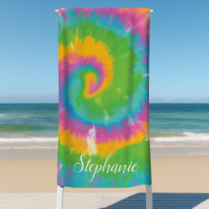 Serviette De Plage Tourbillon Tie-Dye Abstrait Rétro Été Personnalisé