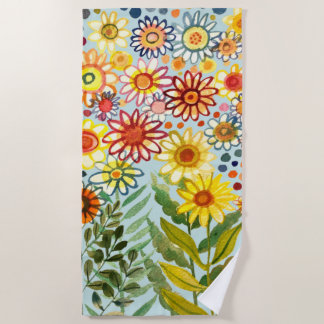 serviette de plage tournesols aquarelle