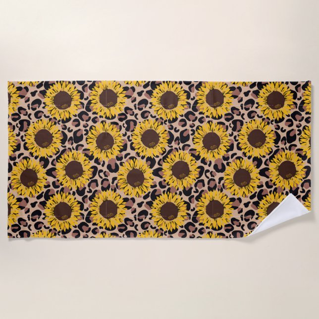Serviette De Plage Tournesols et tcheetah (Devant)