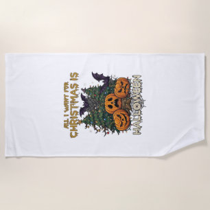 Serviette De Plage Tout ce que Noël veut, c'est Halloween Citrouilles