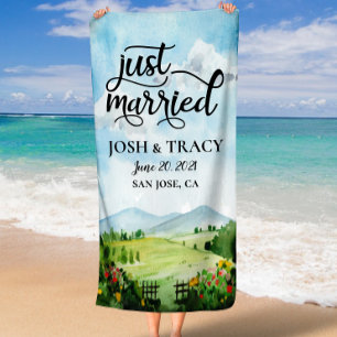 Serviette De Plage Tout juste mariés, Monsieur et Madame, Nouveaux ma