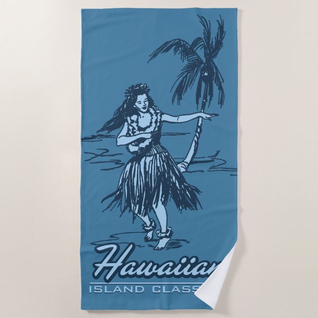 Serviette De Plage Tradewinds Hawaiian Island Hula Girl - Indigo (Devant)