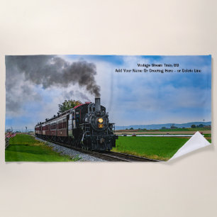Serviette De Plage Train à vapeur vintage 89 - Ajouter un nom Texte o
