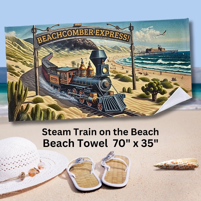 Serviette De Plage Train à vapeur Vintage Express Beachcomber (Créateur téléchargé)
