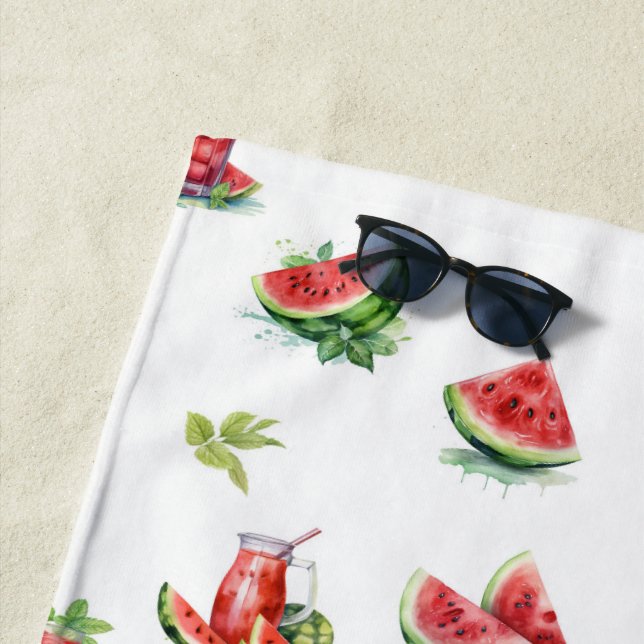 Serviette De Plage tranche de pastèque rouge, mûre, juteuse (En situation)