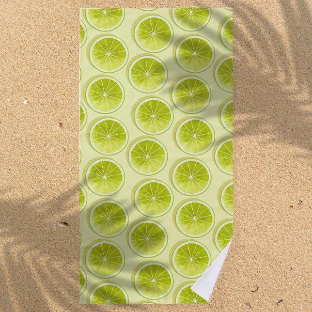 Serviette De Plage Tranches de chaux sur Jaune clair (Créateur téléchargé)