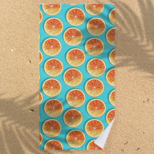 Serviette De Plage Tranches orange sur bleu