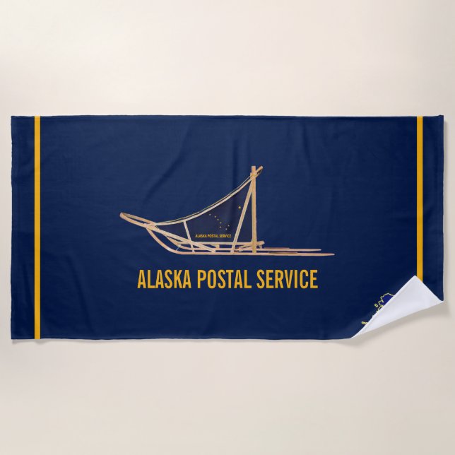 Serviette De Plage Transporteur postal de l'Alaska Dog Sled (Devant)