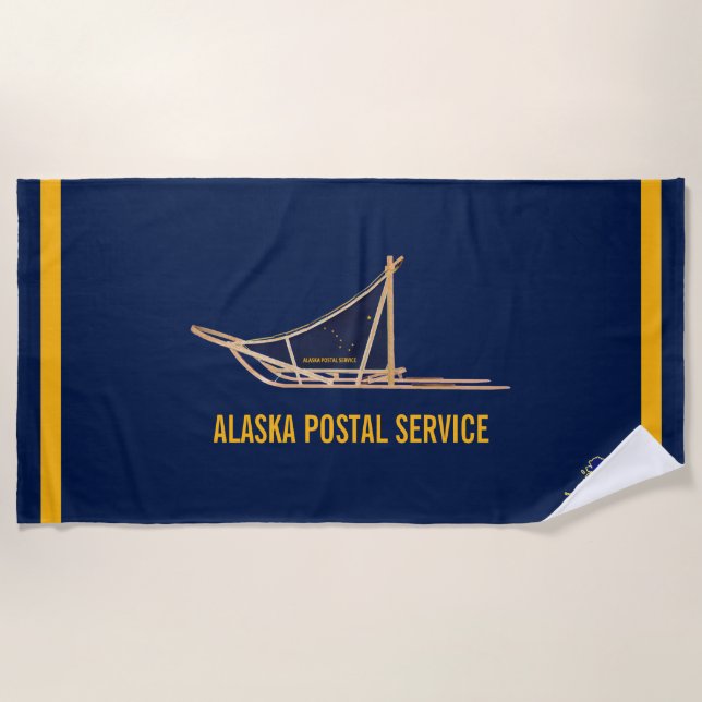 Serviette De Plage Transporteur postal de l'Alaska Dog Sled (Devant)