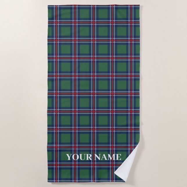 Serviette De Plage Trendy tartan plaid pattern personalized (Devant)