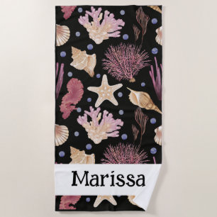 Serviette De Plage Trésors sous-marins - Coquilles, Corail, Épée