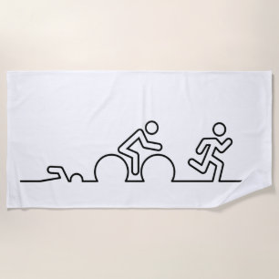 Serviette De Plage Triathlon. Natation, cyclisme et course.