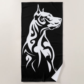 Serviette De Plage Tribal Pitbull Minimal Black and White Design