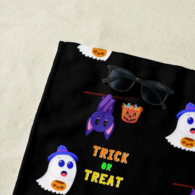 Serviette De Plage Trick Ou Treat Bats Candy 31 UK Octobre Halloween (En situation)