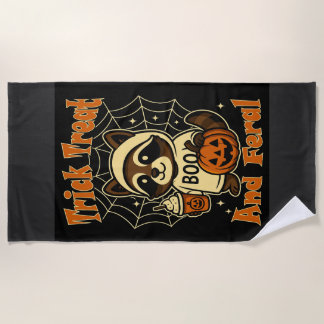 Serviette De Plage Trick Treat and Feral Cute Halloween