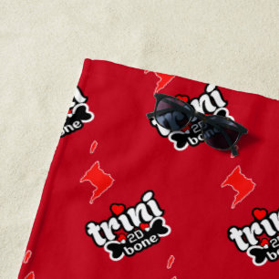 Serviette De Plage Trini jusqu'à l'os avec des îles inclinées sur RED