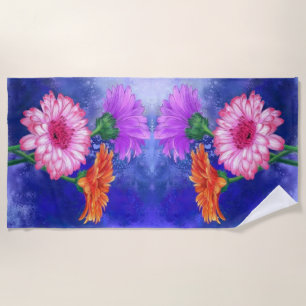 Serviette De Plage Trois superbes Gerberas couleur - Printemps - Pein
