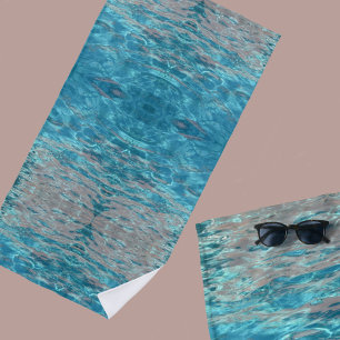 Serviette De Plage Tropical Aqua Blue et Coral Boho Chic