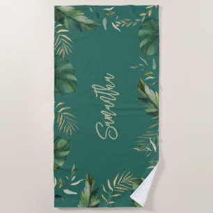Serviette De Plage Tropical Beach Script Botanique Personnalisé
