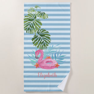 Serviette De Plage Tropical, Écarté, Flotte de la piscine de Flamant 