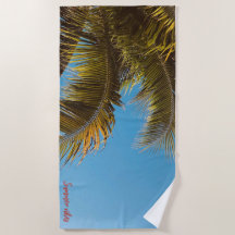 "Tropical Escape Beach Towel - Palm Tree Feuilles