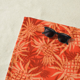 Serviette De Plage Tropical hawaïen de Camo d'ananas - orange