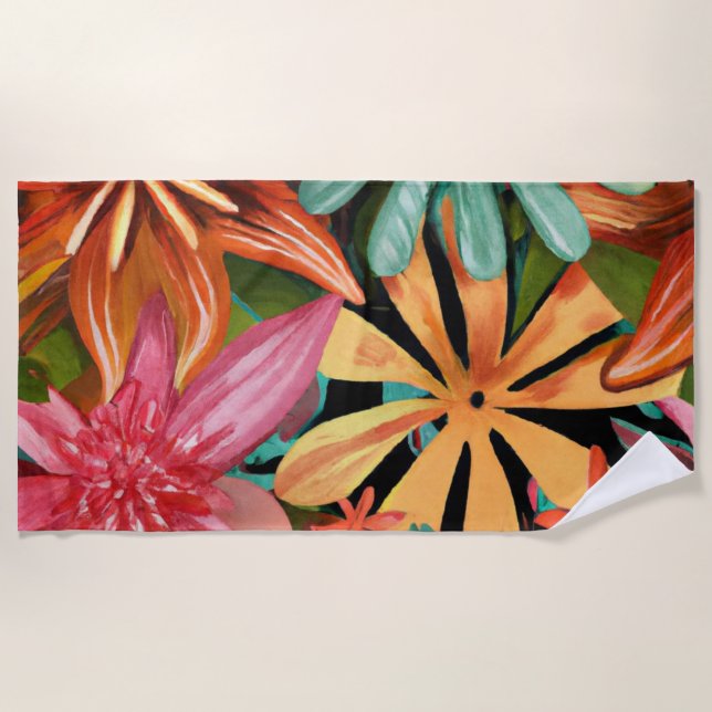 Serviette De Plage tropical/hawaïen/floral/fleur (Devant)