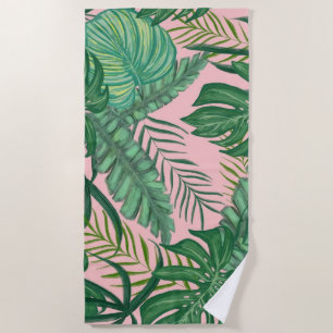 Serviette De Plage Tropical Palm Feuille Rose Weekend Beach Towne