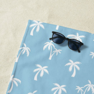 Serviette De Plage Tropical Palm Tree pattern baby blue