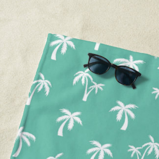 Serviette De Plage Tropical Palm Tree pattern sea green