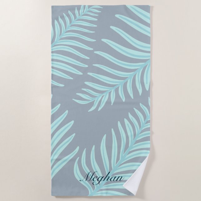 Serviette De Plage Tropical Pastel Feuilles Monogram Beach (Devant)