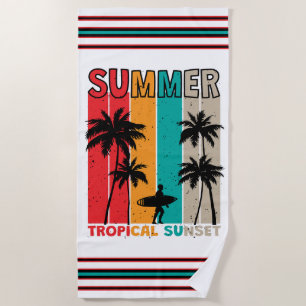 Serviette De Plage Tropical Rush : Coucher de soleil et Surf
