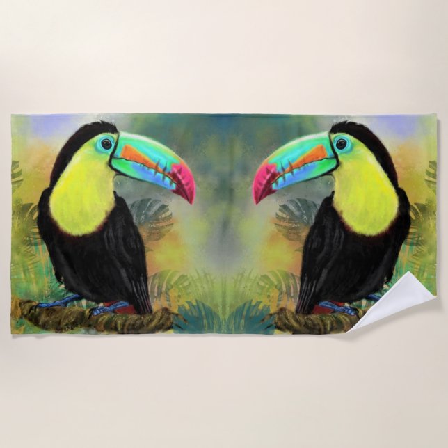 Serviette de plage Tropical Toco Toucan (Devant)