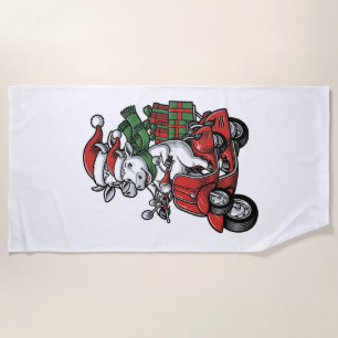 Serviette De Plage Trottinette à cheval de Noël drôle Design vintage_