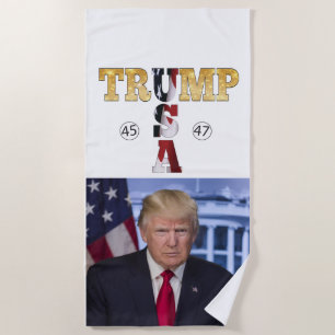 Serviette De Plage Trump Gold 💖 Portrait 2025 💕 USA 45 47