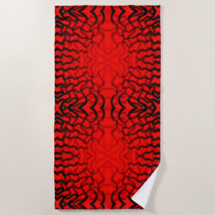 Serviette De Plage Tubulaire tuyauterie noire et rouge