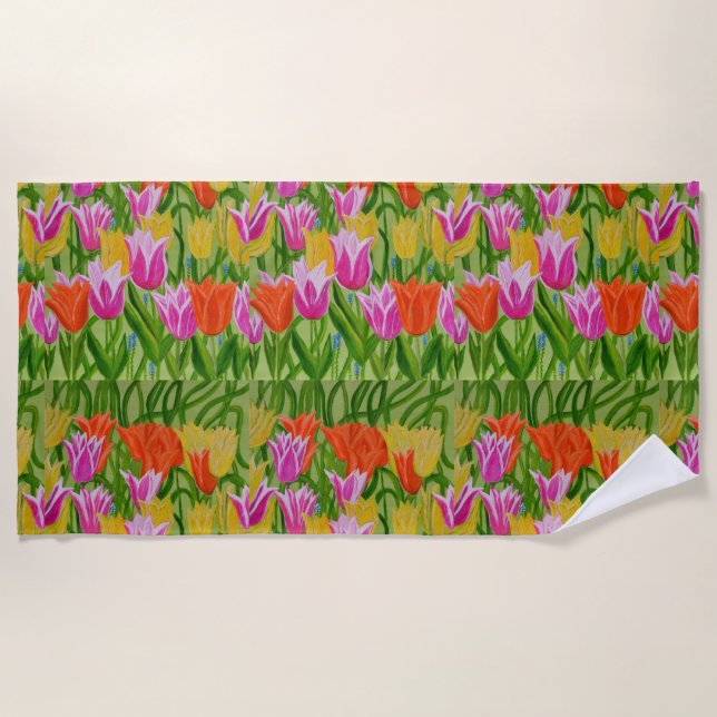 Serviette de plage Tulipes  (Devant)