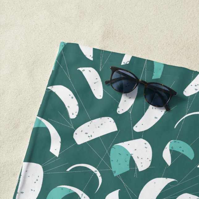 Serviette De Plage Turquoise Blue Kitesurf Extreme Sports nautiques (En situation)