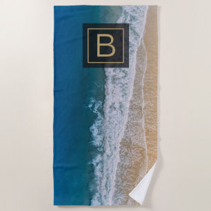 Serviette De Plage Turquoise Blue Sea Palm Coast Plage de sable Flori