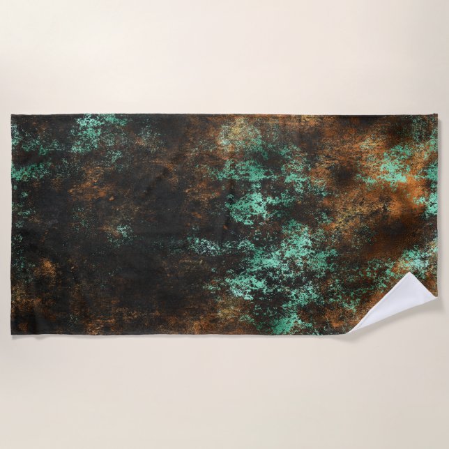 Serviette De Plage Turquoise Cooper Patina Metallic (Devant)