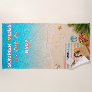 Serviette de plage turquoise esthétique d'été