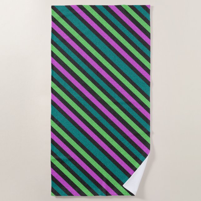 Serviette De Plage Turquoise, Vert citron, Parties scintillant rose c (Devant)