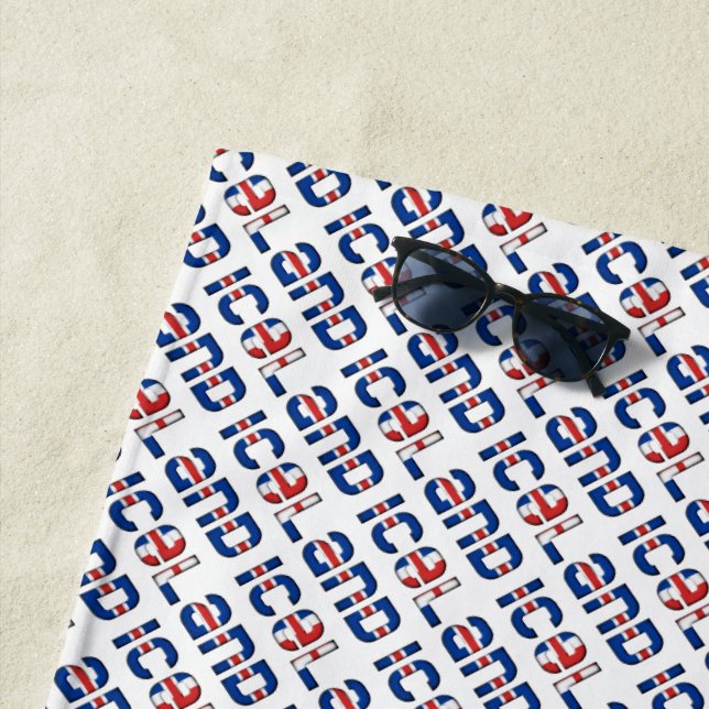 Serviette De Plage Typographie Islande Motif Drapeau couleur élégant (En situation)