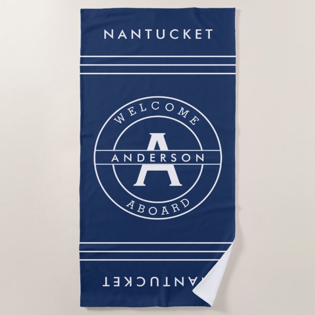 Serviette De Plage Typographie nautique moderne d'initiale de (Devant)